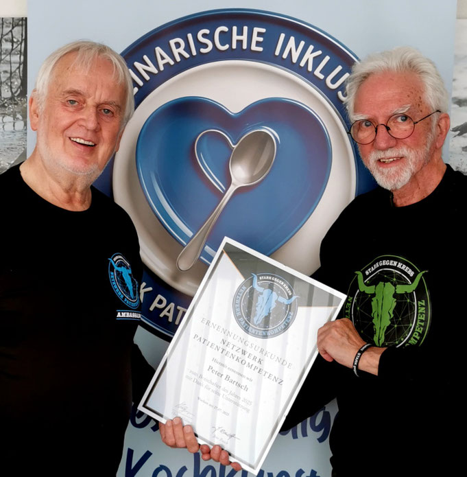 Patientennetzwerk * Botschafter * Peter Bartsch und Jens Rusch beim Überreichen der Botschafter Urkunde